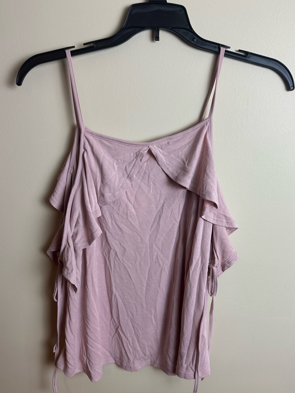 Pink Ruffle Cold Shoulder Tank